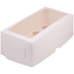 Коробка на 8 капкейков с окном белая 33х16х11 см 040930