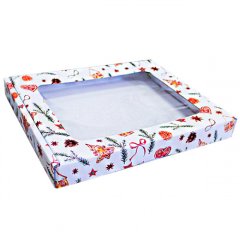 Коробка для пряников/печенья с окном "Новогодняя" 26х21х3 см УПП-13-со-НГ