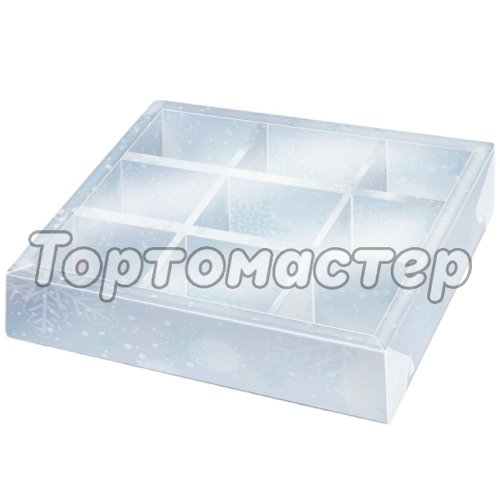 Коробка на 9 конфет с окном "Снежинки" КУ-472