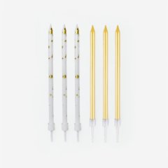 Свечи декоративные "Бело-золотой микс" 12 см 192054
