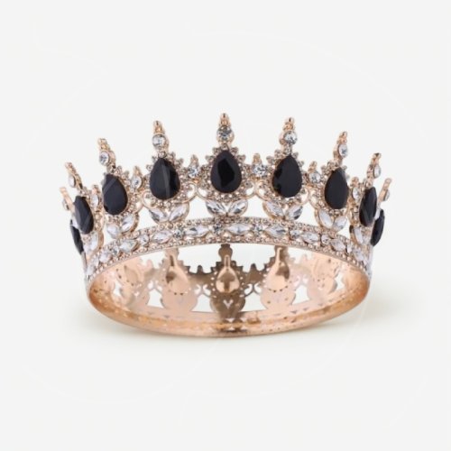 Топпер декоративный "Корона с камнями" Золото/Чёрный 12 см 