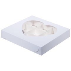 Коробка на 9 конфет с окном "Сердце" белая 050001 ф 