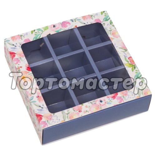 Коробка на 9 конфет с окном "Весна" КУ-259