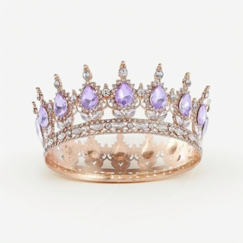 Топпер декоративный "Корона с камнями" Золото/Фиолетовый 12 см 