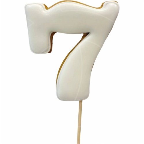 Пряник-цифра "7" с белой глазурью 