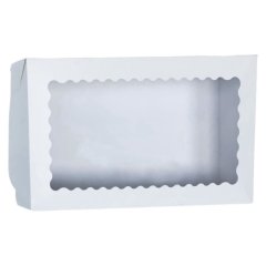 Коробка на 5 эклеров и эскимо с окном белая 24х14х5см 