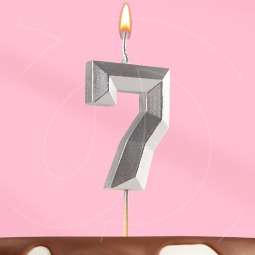 Свеча декоративная Цифра "7" Серебряная грань 10873668
