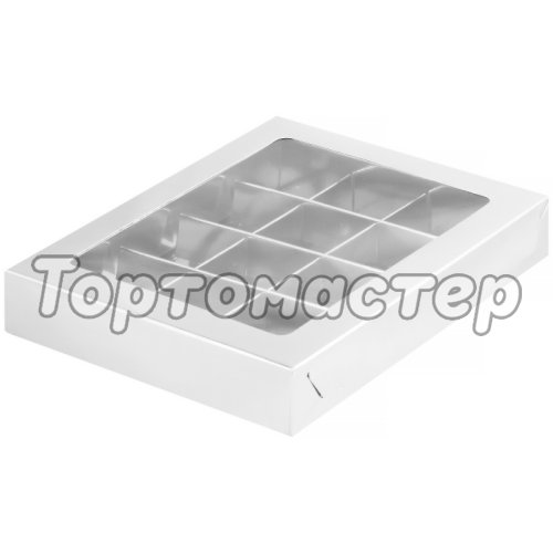 Коробка на 12 конфет с прозрачной крышкой серебро 19х15х3см 050262, 050212 ф				